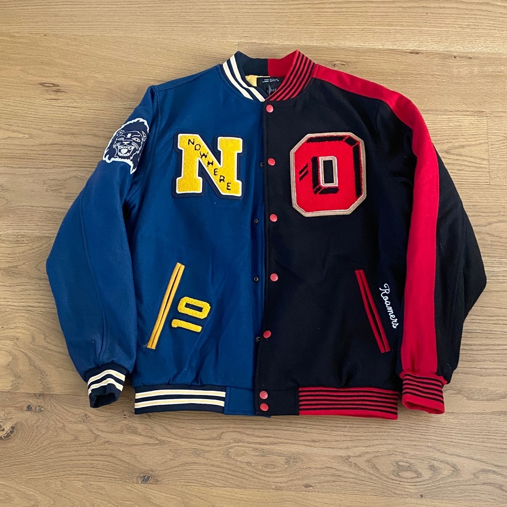 10.Deep Blue and Red Varsity Jacket
